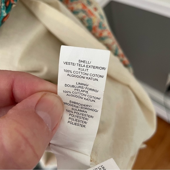 Lucky Dashiki Shift Dress V-Neck 3/4 Sleeves Embroidered Beaded Boho Sz S - Picture 10 of 11